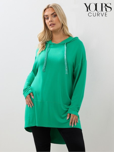 Yours Curve Green Tie Detail Hoodie (Y24050) | €41
