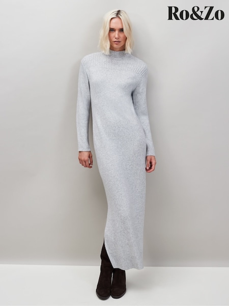 Ro&Zo Grey Rib Knit High Neck Dress (Y24125) | €126