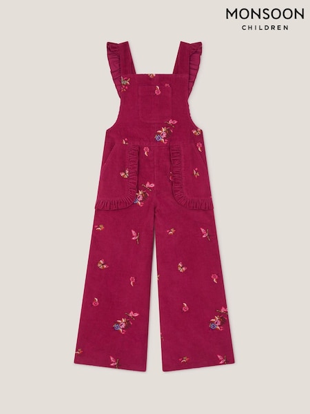 Monsoon Red Embroidered Corduroy Dungarees (Y24224) | €50 - €57