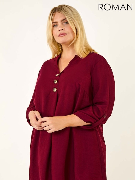 Roman Red Curve Button Detail Tunic Top (Y24304) | €74