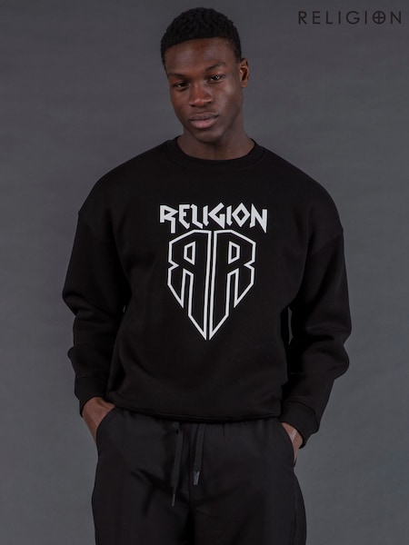 Religion Black Skull Antarsia Knit Jumper (Y24341) | AED408