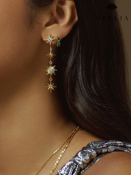 Orelia London Statement Crystal Starburst Long Drop Earrings (Y24541) | €44