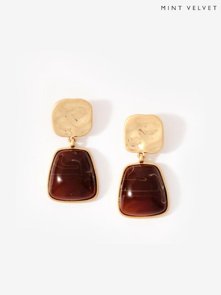 Mint Velvet Gold Tone Stone Earrings (Y24672) | kr455