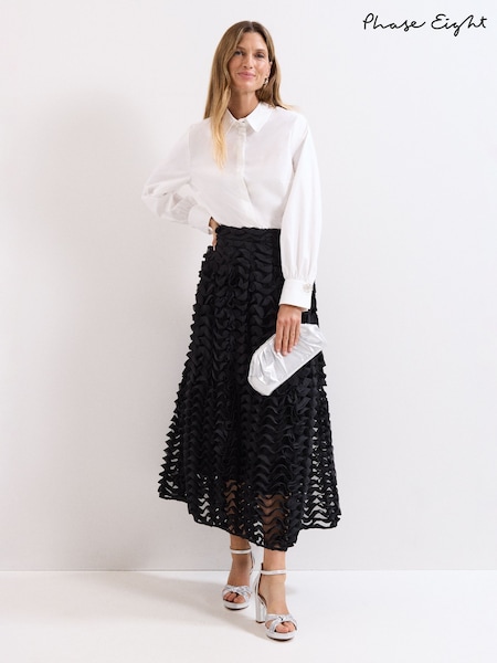 Phase Eight Black Talis Textured Skirt (Y24713) | AED693