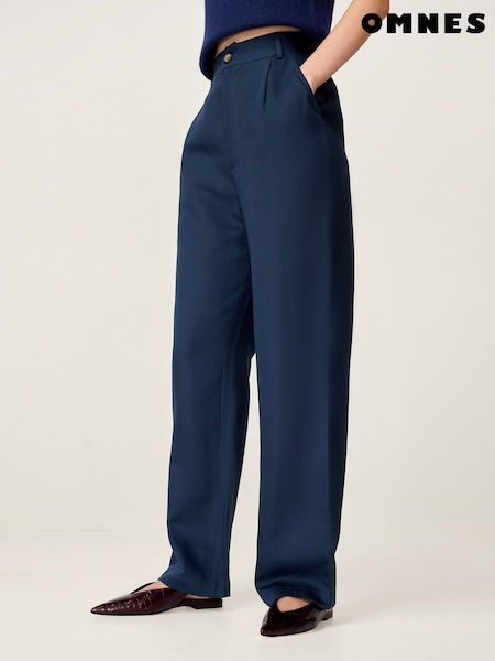 Omnes Blue Cinnamon Stright Leg Tencel Trousers (Y24746) | AED379
