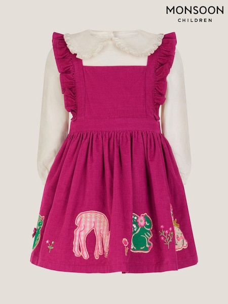 Monsoon Red Baby Top & Corduroy Pinafore Dress Set (Y24811) | €42 - €48