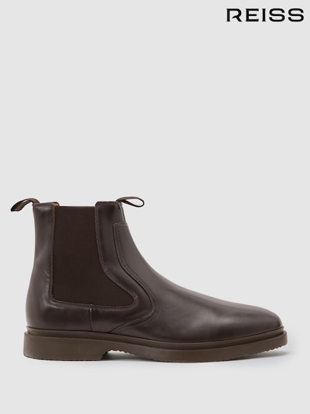 Reiss Dark Brown Jagger Leather Chelsea Boots (Y25127) | €323