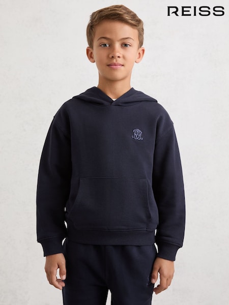 Reiss Navy Blue Conlin 3-9 yrs Monogram Embroidered Relaxed Hoodie (Y25142) | €56