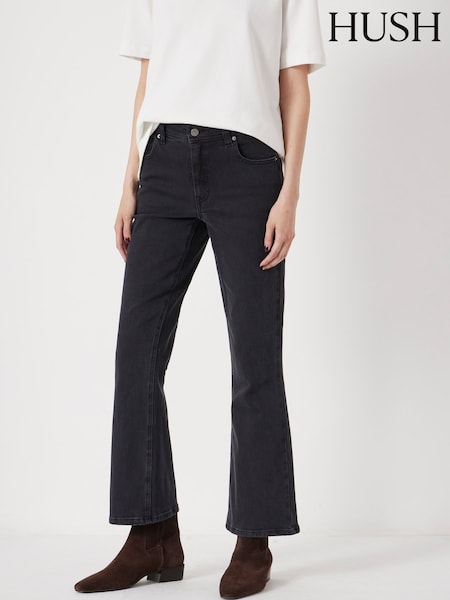 Hush Black Eliana Cropped Mid Rise Bootcut Jeans (Y25231) | €119