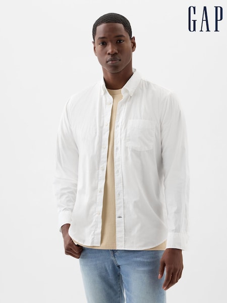 White - Regular Gap Stretch Poplin Shirt In Standard Fit