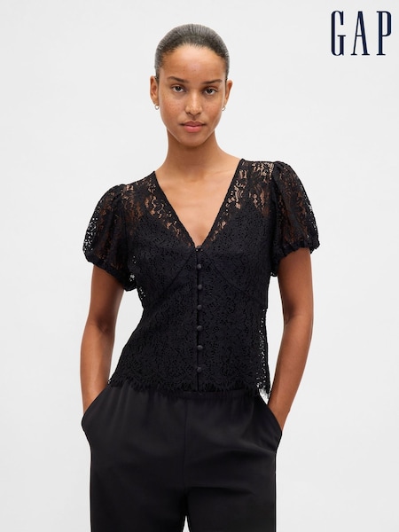 Gap Black Lace V-Neck Top (Y25358) | €64
