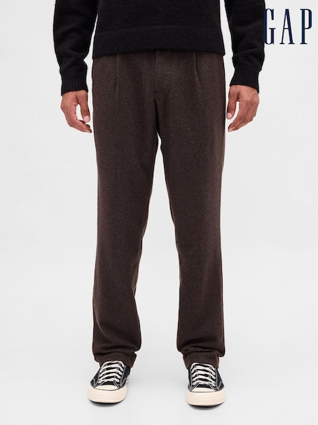 Gap Brown Wool-Blend Relaxed Straight Trousers (Y25394) | €86