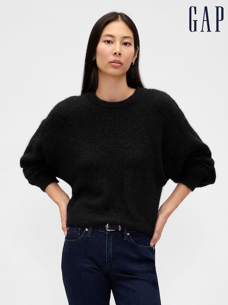 Gap Black Oversized Fuzzy Crew Neck Jumper (Y25414) | €45