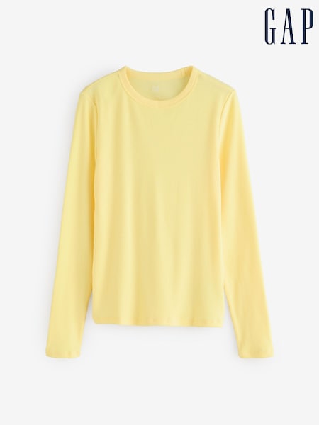 Gelb - Gap Essential Ribbed Crew Neck T-Shirt (Y25481) | 26 €