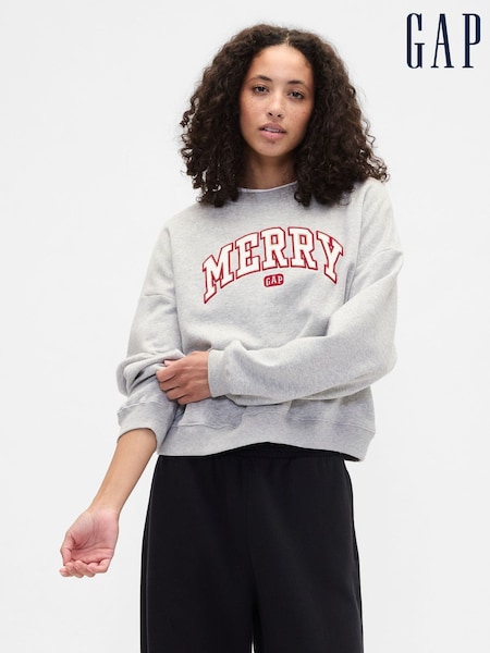 Gap Grey Oversized Christmas Graphic Sweatshirt (Y25510) | €45