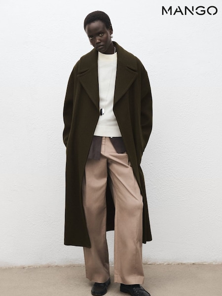 Mango Green Virgin Wool Coat With Belt (Y25537) | €217