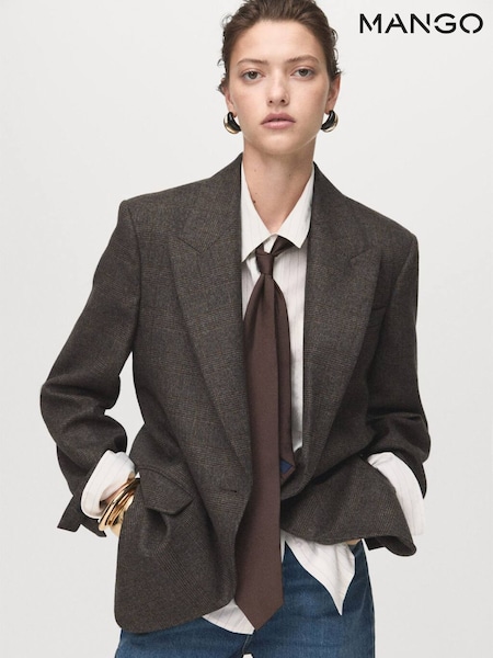 Mango Brown Wool Suit Jacket (Y25543) | €154