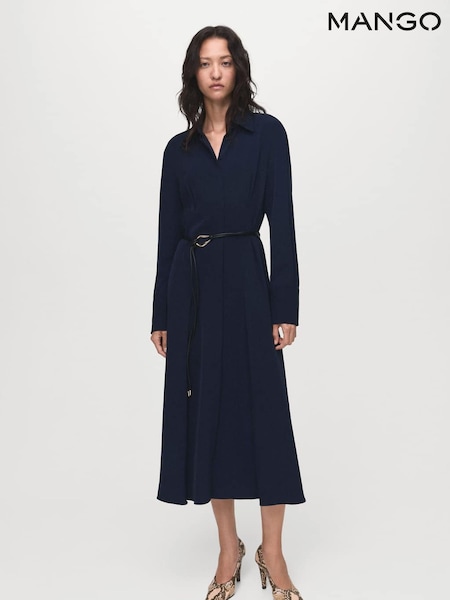 Mango Blue Belt Shirt Dress (Y25561) | €89