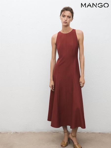 Mango Red Long Flared Dress (Y25569) | €63