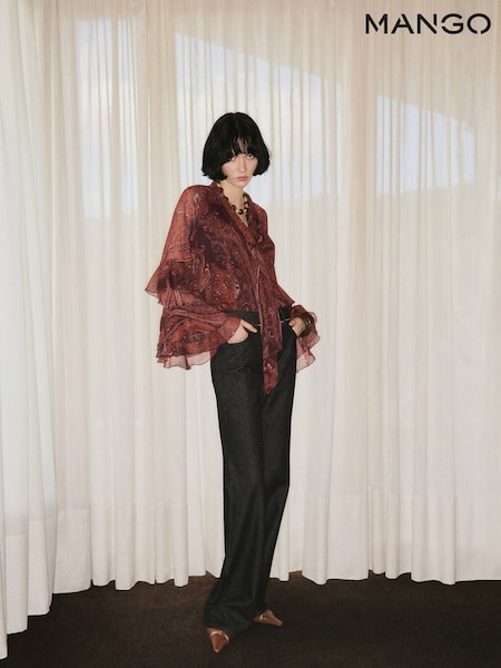 Mango Red Paisley Print Blouse (Y25572) | €63