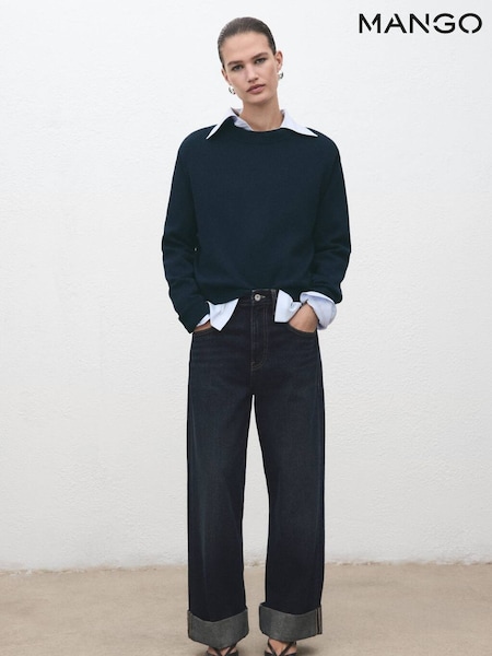 Mango Blue Knitted Wool Blend Sweater (Y25661) | €63