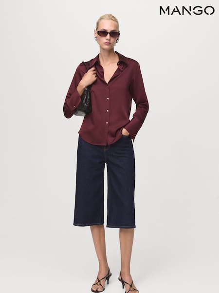 Mango Red Satin Finish Flowy Shirt (Y25697) | €44