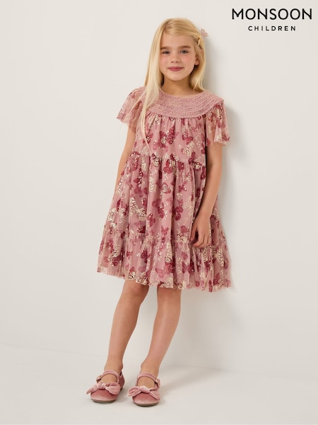 Monsoon Pink Butterfly Foil Print Party Dress (Y25755) | €51 - €58