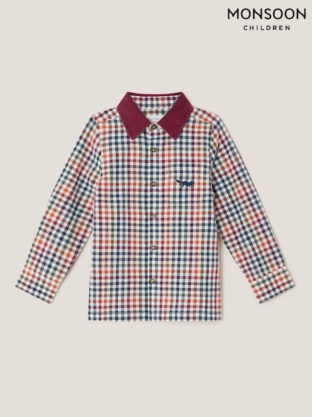 Monsoon Brown Corduroy Collar Gingham Shirt (Y25771) | 109 QAR - 129 QAR