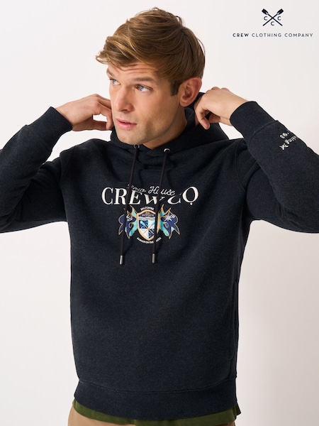 Crew Clothing Blue Embroidered Row House Graphic Hoodie (Y25786) | €98
