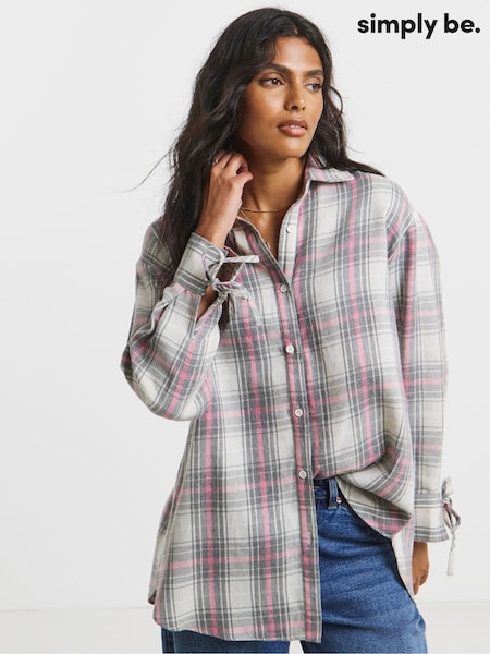 Simply Be Grey Check Open Back Shirt (Y25892) | €40