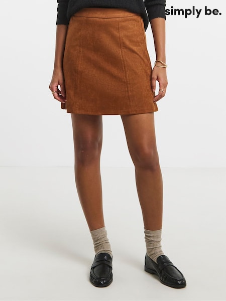 Simply Be Brown Suedette Mini Skirt (Y25898) | €35