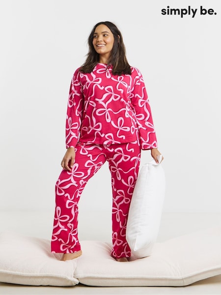 Simply Be Bow Print Long Sleeve Pyjamas Set (Y25999) | € 26