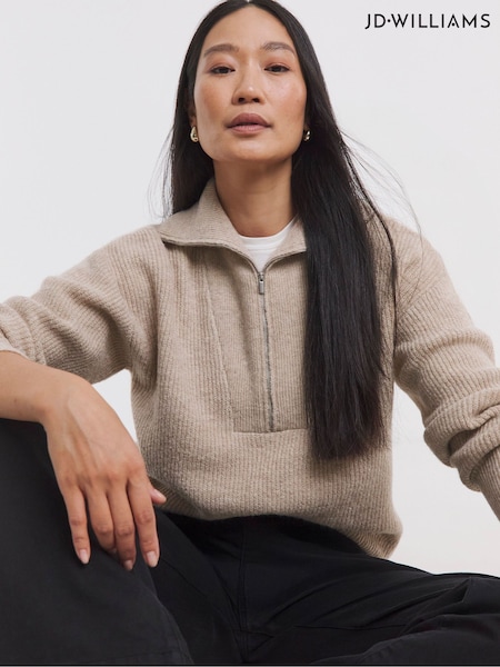 JD Williams Natural Sponge Half Zip Knitted Jumper (Y26003) | €37