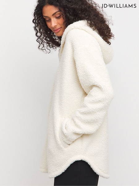 JD Williams Cream Borg Longline Zip Through Hoodie (Y26007) | €45