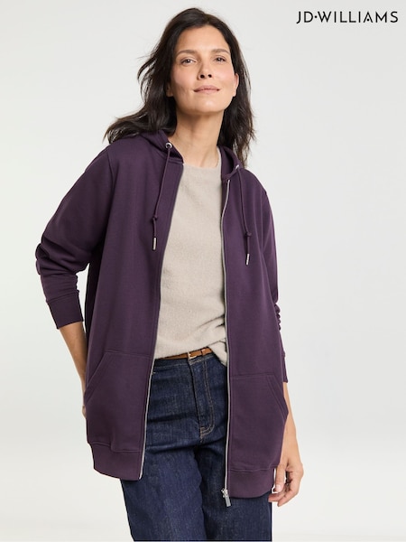 JD Williams Purple Longline Zip Up Hoodie (Y26017) | €45