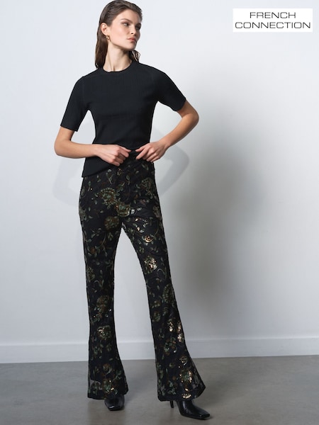 French Connection Roshene Sequin Flare Trousers (Y26042) | ‏624 ر.ق.