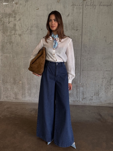 Never Fully Dressed Blue Denim Palazzo Jeans (Y26098) | €126