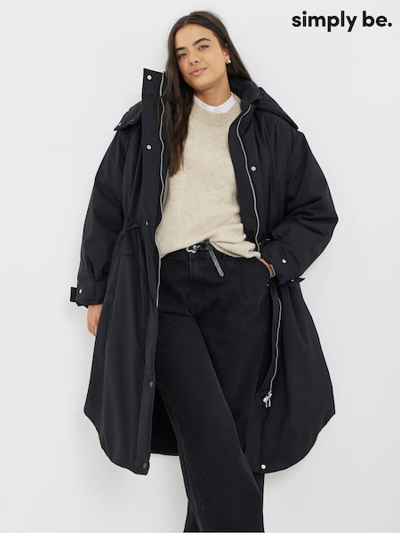 Simply Be Black Flat Padded Parka (Y26318) | €99