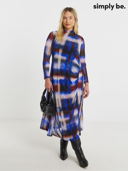 Simply Be Brown Ruched Mesh Midi Dress (Y26336) | €51