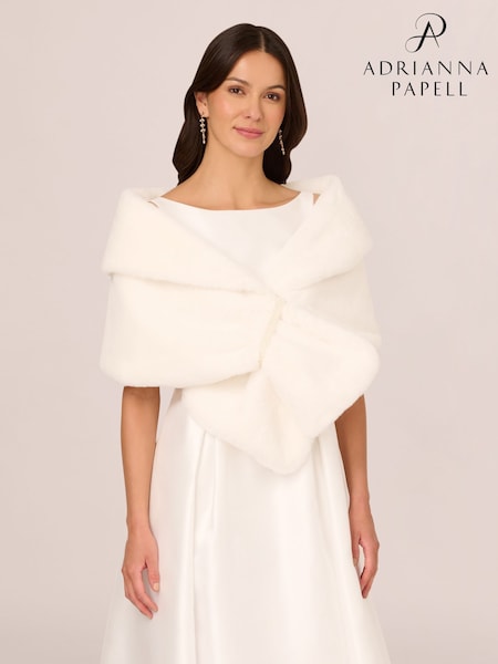 Adrianna Papell Faux Fur White Wrap (Y26360) | R$ 980