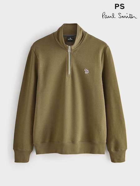 PS Paul Smith Green Regular-Fit Quarter Zip Logo Sweat Top (Y26404) | €179