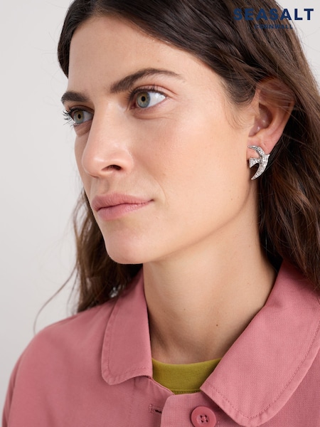 Seasalt Cornwall Silver Tone Bird in Flight Stud Earrings (Y26440) | €23