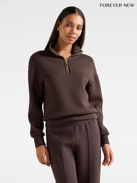 Forever New Brown Lya Lounge Satin Trim Jumper (Y26589) | €63