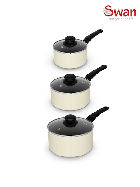 Swan 3 Piece Cream Townhouse Saucepan Set (Y26630) | €54