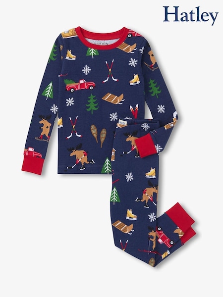 Hatley Blue Winter Cabin Kids Pyjamas Set (Y26645) | AED151