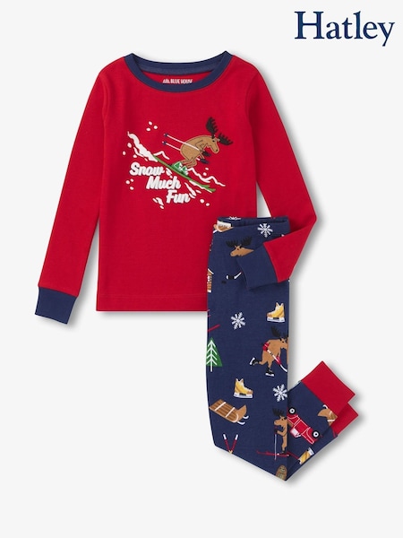 Hatley Red Snow Much Fun Winter Cabin Kids Pyjamas Set (Y26649) | AED151