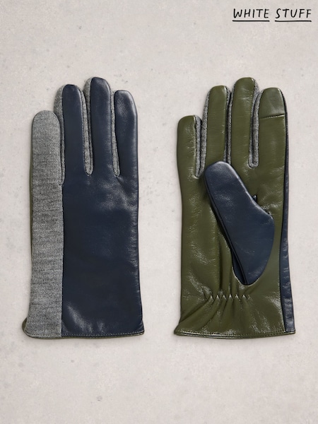 White Stuff Blue Layla Leather Gloves (Y26740) | €55