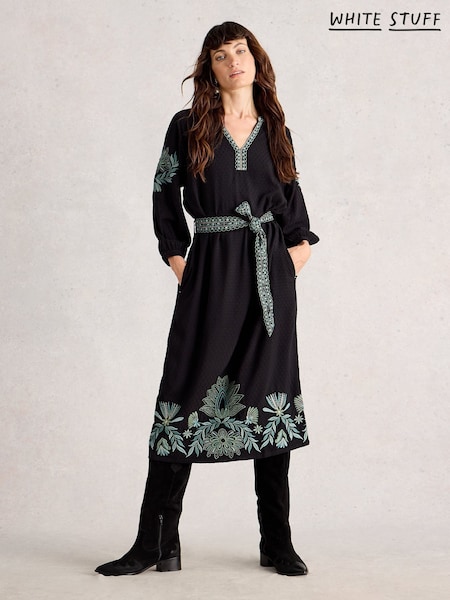 White Stuff Black Evie Embroidered Dress (Y26743) | €154