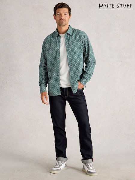 White Stuff Green Finsbury Retro Print Shirt (Y26756) | 318 QAR