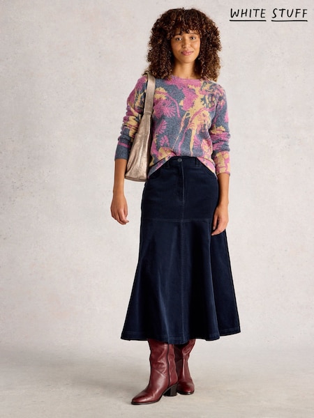 White Stuff Blue Quinn Cord Midi Skirt (Y26781) | €87